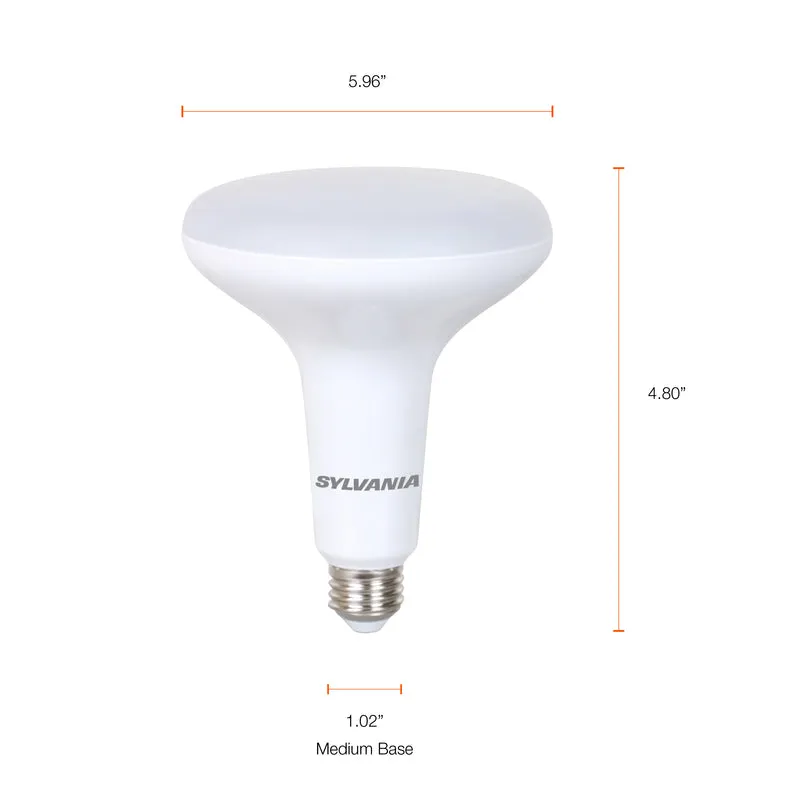 SYLVANIA LED BR40 Flood Light Bulb, 85W = 13W, 10 Year, Dimmable, Frosted Finish, 1050 Lumens, 5000K, Daylight - 2 Pk
