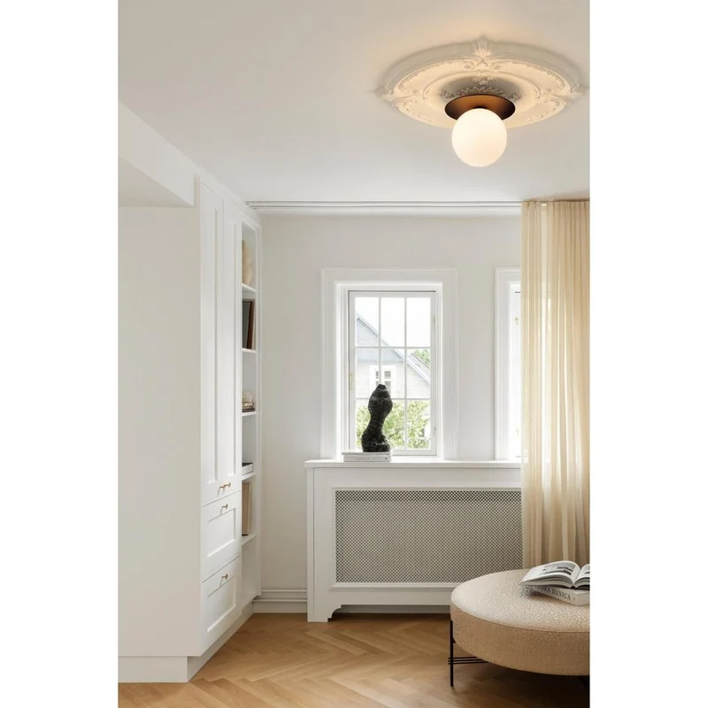 LIILA 1 LARGE VÆGLAMPE IP44 MØRK BRONZE/OPAL