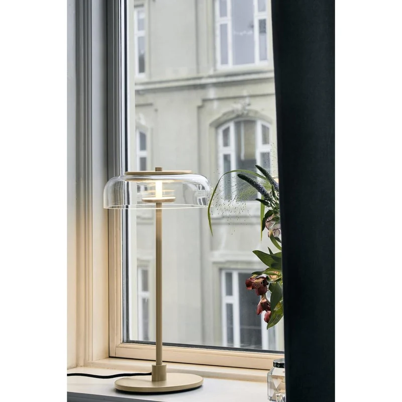 Blossi Bordlampe - Nordic Guld/Klar LED med indbygget dæmper