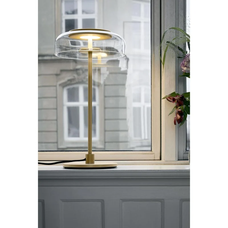 Blossi Bordlampe - Nordic Guld/Klar LED med indbygget dæmper
