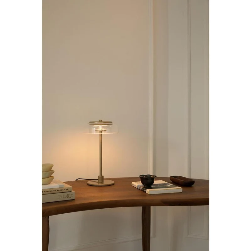 Blossi Bordlampe - Nordic Guld/Klar LED med indbygget dæmper