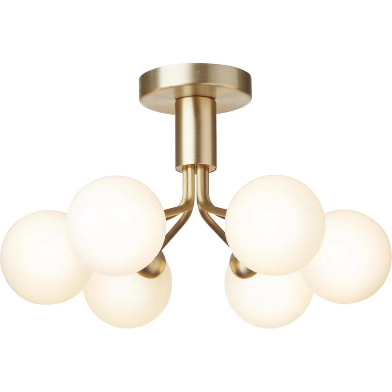 APIALES 6 LOFTSLAMPE BØRSTET MESSING/OPAL