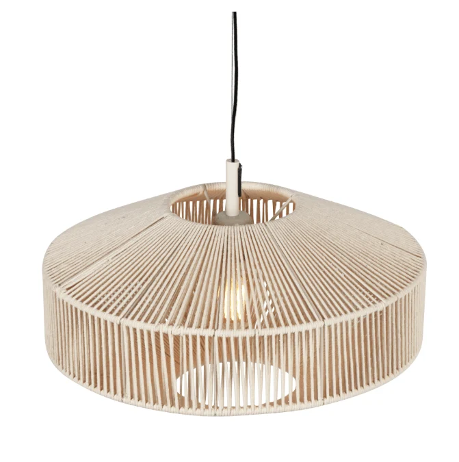 Lustre suspension rotin en bois