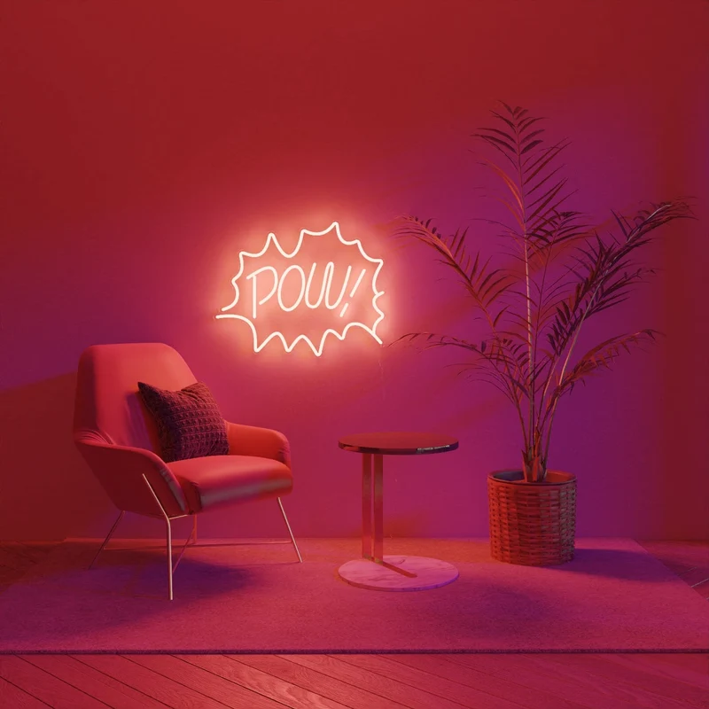 POW, signe en néon LED
