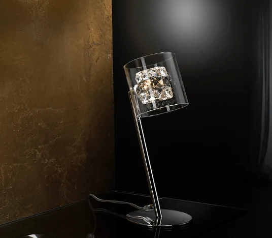Lampe de Table Argentée Design Cristal