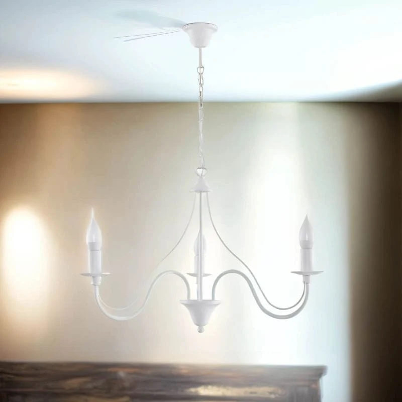 Lustre chandelier vintage classique blanc
