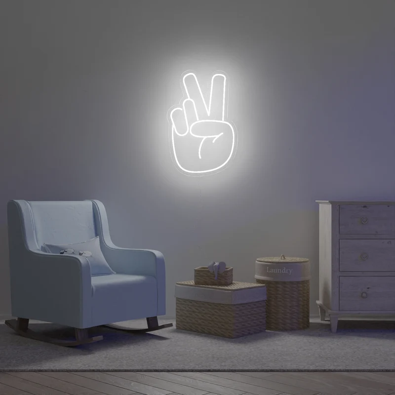 Peace Hand, signe en néon LED