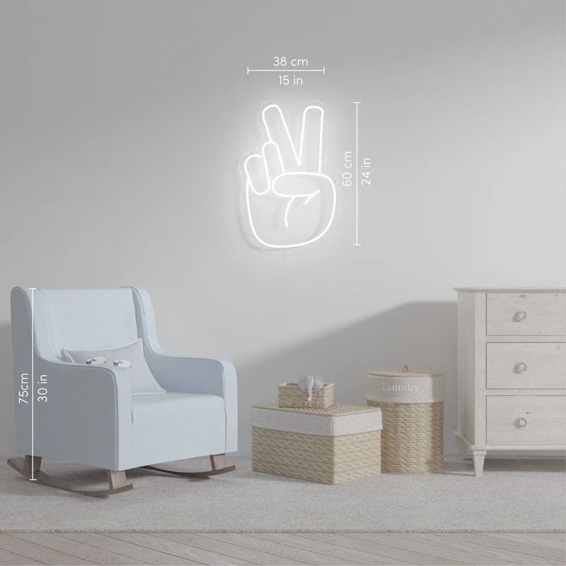 Peace Hand, signe en néon LED