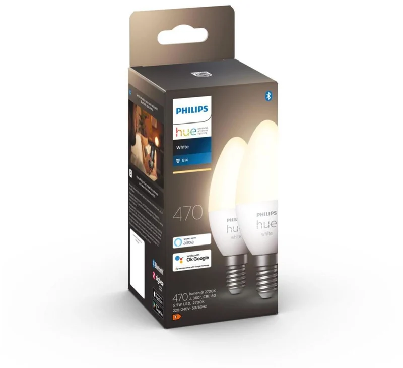 PHILIPS HUE WHITE KERTE E14 2PAK 929003021102