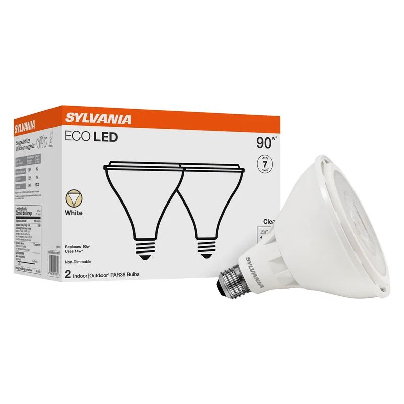 SYLVANIA LED PAR38 100W Equivalent, Efficient 14W, Daylight Color Temperature 5000K - 2 PK