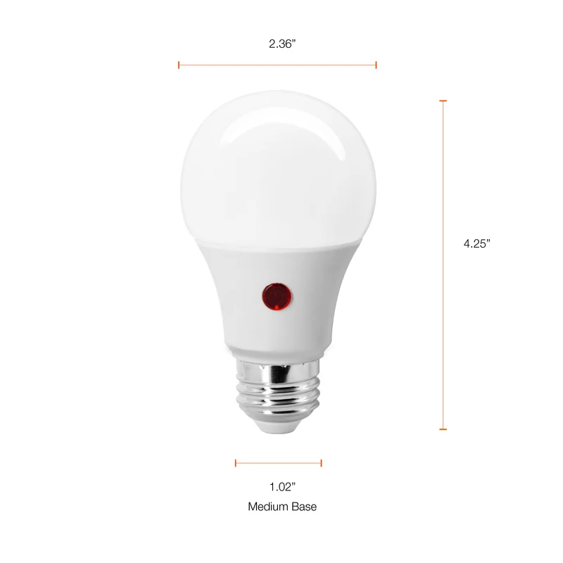SYLVANIA Dusk to Dawn A19 LED Light Bulb with Auto On/Off Light Sensor, 60W=9W, 800 Lumens, 2700K, Soft White - 1 PK