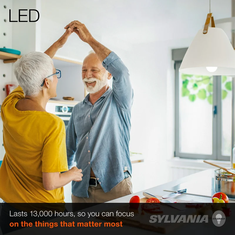 SYLVANIA ULTRA LED A19 Light Bulb, 60W = 9W, Dimmable, 13 Year, Frosted, 5000K, Daylight - 4 Pk