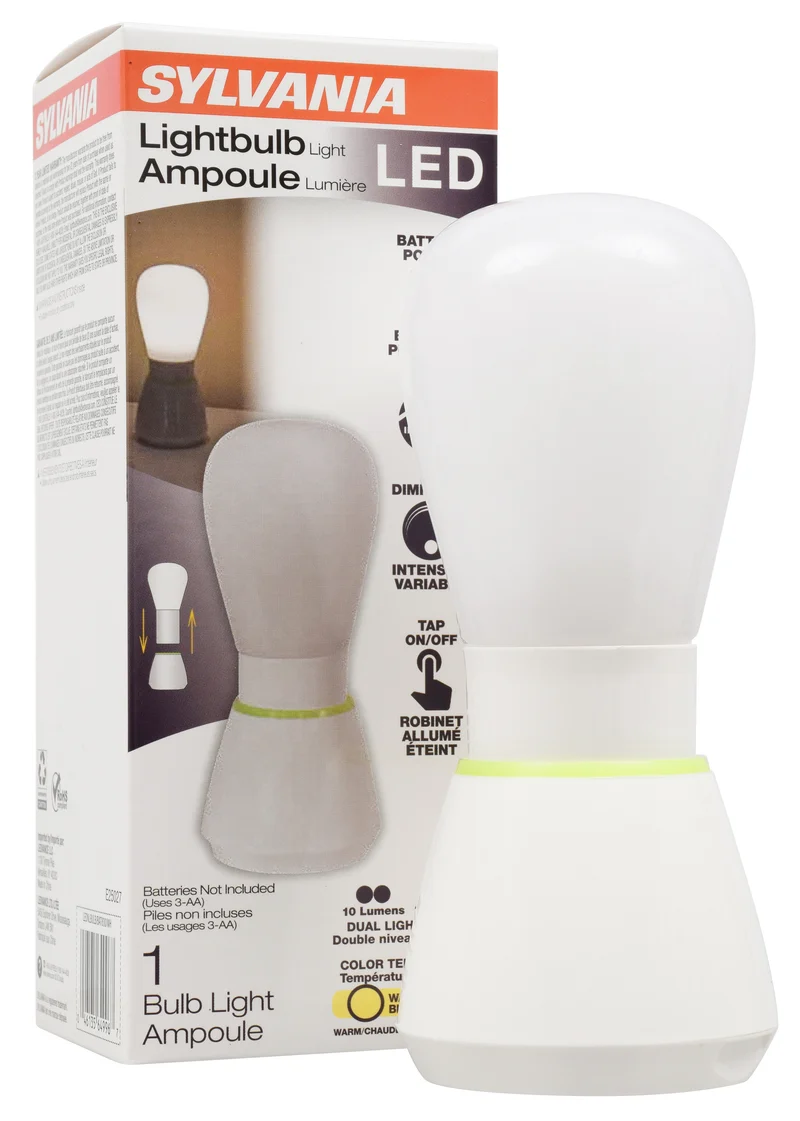 SYLVANIA Battery Powered Portable LED Night Light, Dimmable, 3000K, 2 Light Levels, Warm White, Batteries Not Included
