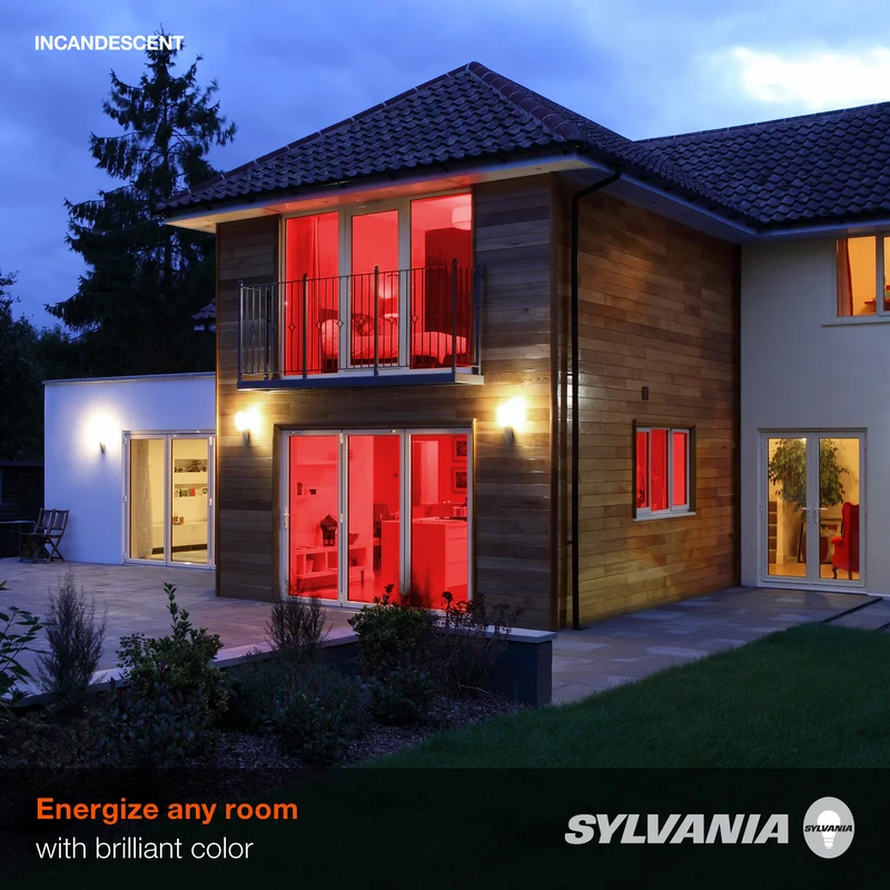 SYLVANIA Incandescent A19 Red Light Bulb, 25W, Dimmable - 1 Pk