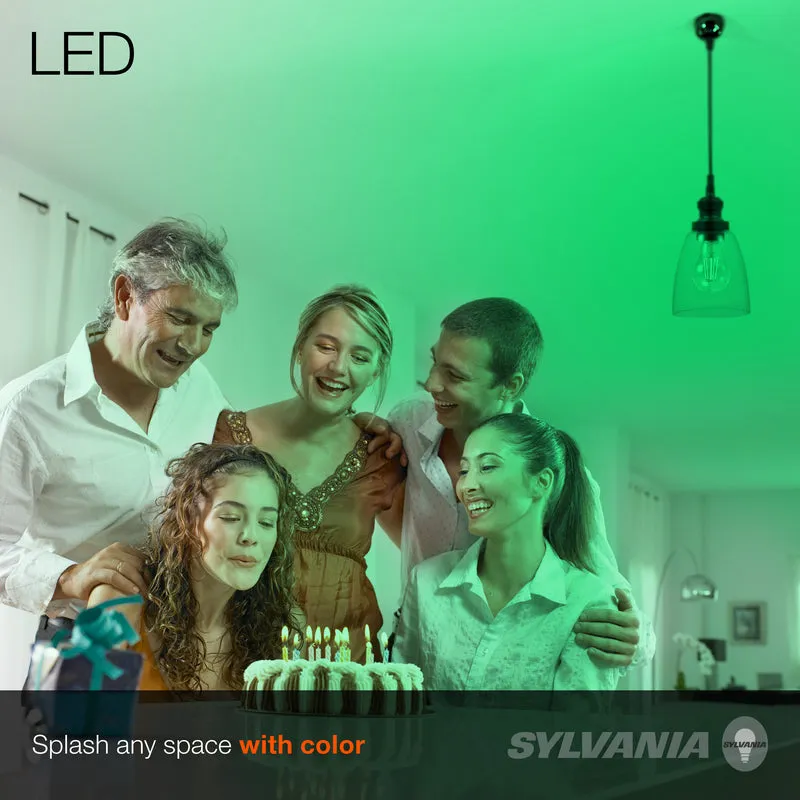 SYLVANIA LED Green Glass Filament A19 Light Bulb, 40W = 4.5W, Dimmable, E26 Medium Base - 1 PK