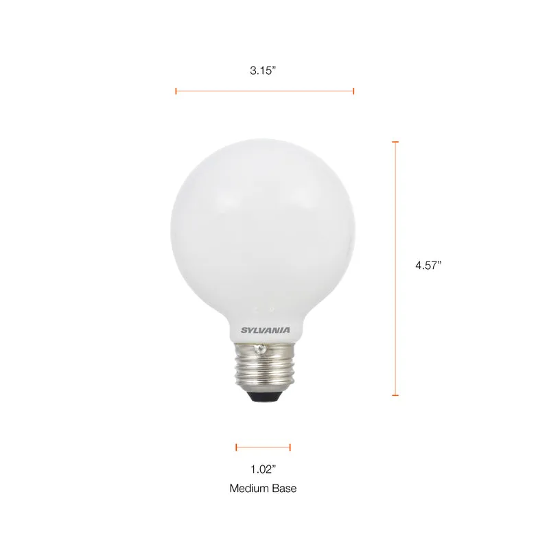 SYLVANIA LED TruWave Globe G25 Light Bulb, 40W = 4.5W, Dimmable, Frosted, 2700K, Soft White - 6 PK
