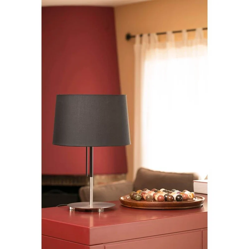 Tischlampe VOLTA Nickel-Matt, Schwarz