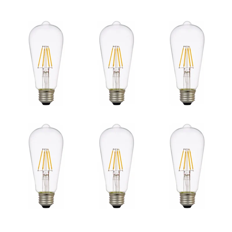 SYLVANIA LED TruWave ST19 Edison Light Bulb, 60W = 7W, Medium Base, Dimmable, Clear, 2700K, Soft White - 6 PK