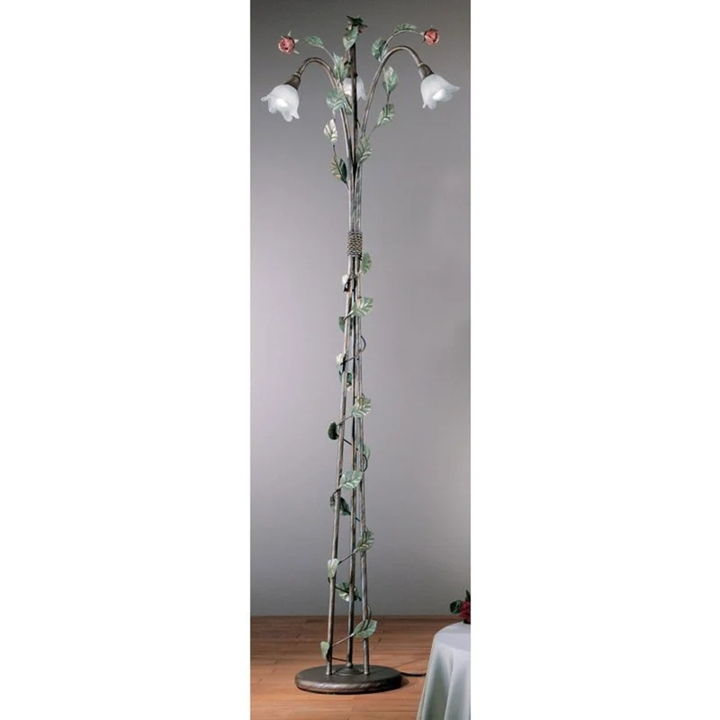 Rosaio Stehleuchte 3-flammig Gold-Silber-grün Ø 45cm