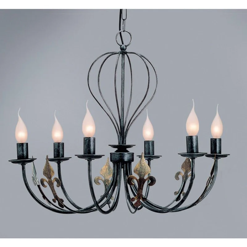 Castello 6-flammig Schwarz-Silber Gold antik Ø 65cm