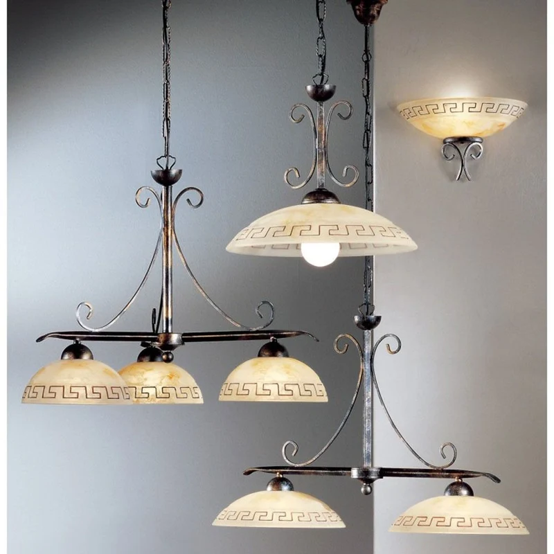 Greca 3-flammig Schwarz-Gold-Silber Ø 65cm