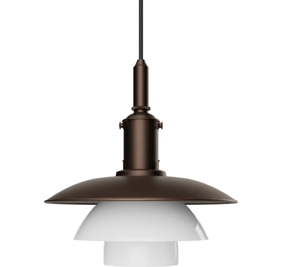 PH 3/3 - PENDEL - BRUNERET MESSING OG OPALGLAS