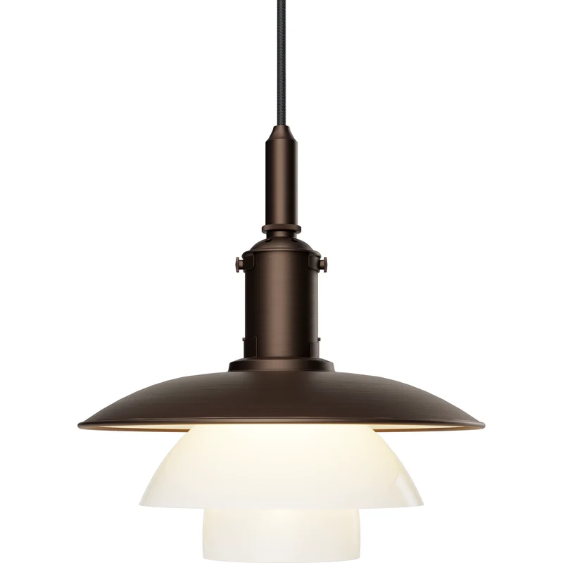 PH 3/3 - PENDEL - BRUNERET MESSING OG OPALGLAS