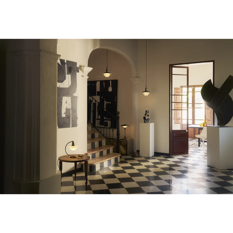 PH 3/2 - BORDLAMPE - BRUNERET MESSING OG OPALGLAS
