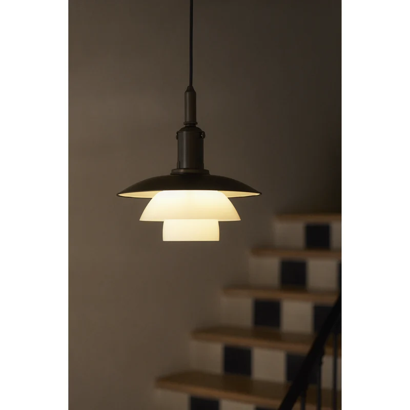 PH 3/3 - PENDEL - BRUNERET MESSING OG OPALGLAS