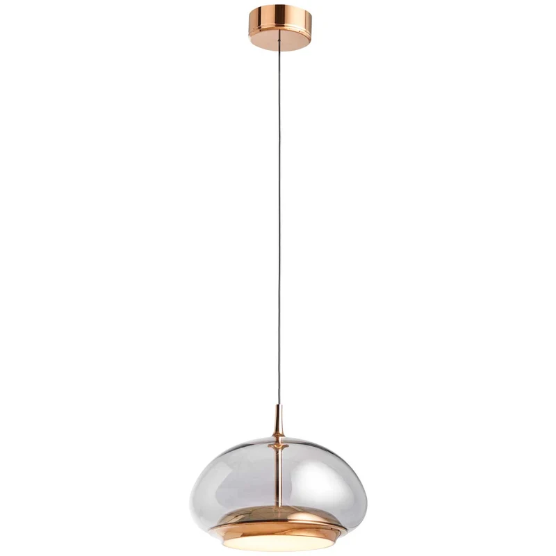 Avalon LED Pendel - Smoked Glas med Rose Gold Detaljer (Loom Design)