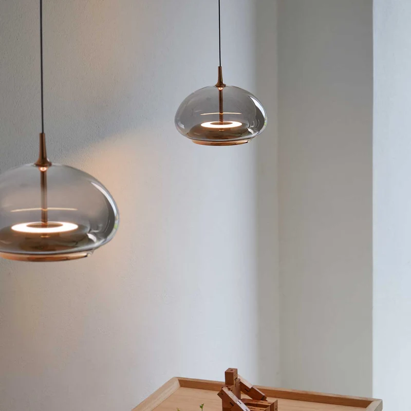 Avalon LED Pendel - Smoked Glas med Rose Gold Detaljer (Loom Design)
