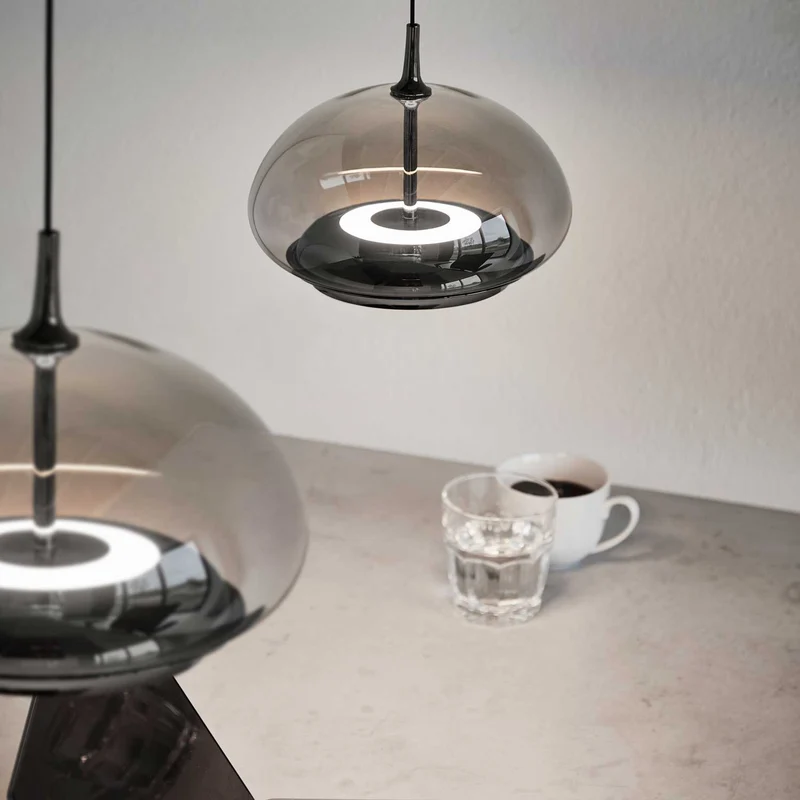 Avalon Pendel Smoked Glas Black Chrome LED