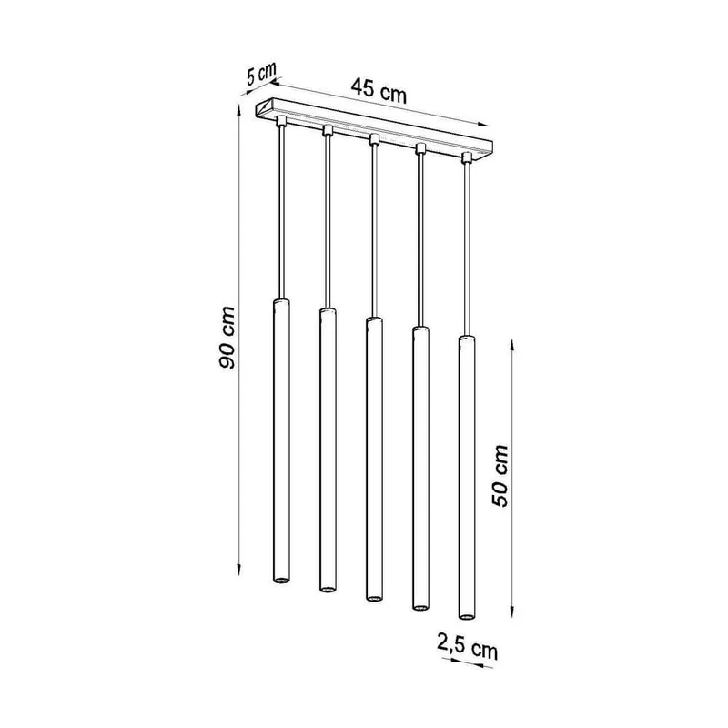 Suspension Industrielle 5 Lampes