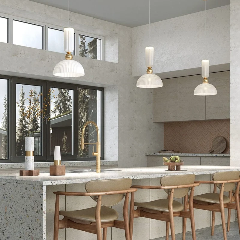 Suspension Moderne en Verre Blanc Mat