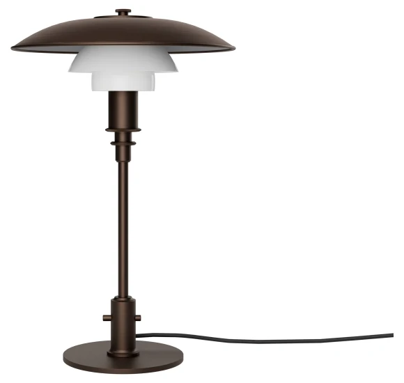 PH 3/2 - BORDLAMPE - BRUNERET MESSING OG OPALGLAS