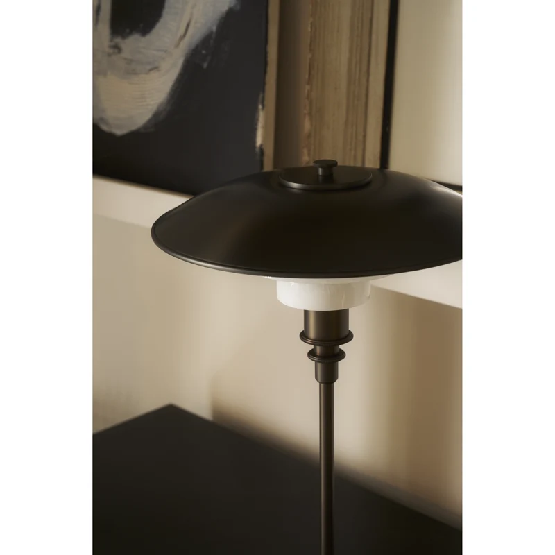 PH 3/2 - BORDLAMPE - BRUNERET MESSING OG OPALGLAS