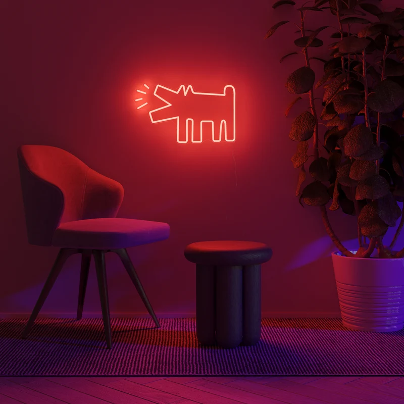 Barking Dog, YP x Keith Haring, signe en néon LED