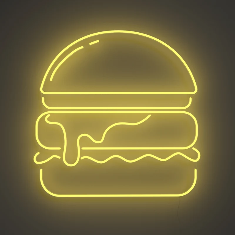 Gold Burger, signe en néon LED