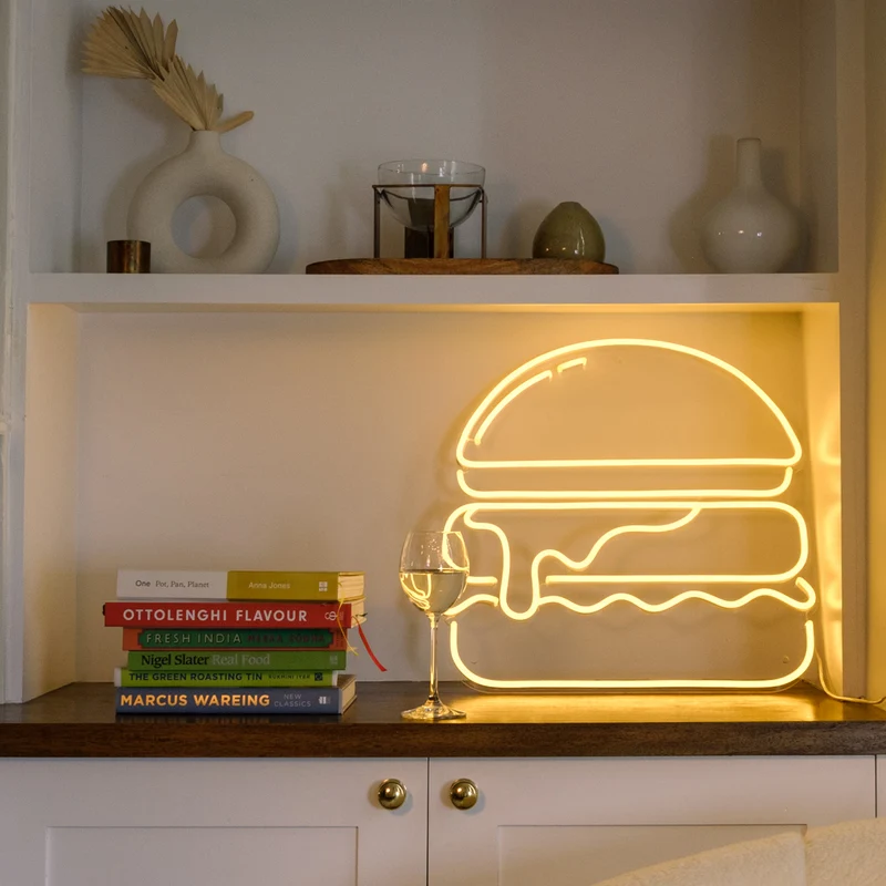 Gold Burger, signe en néon LED