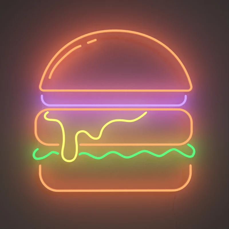 Burger, signe en néon LED