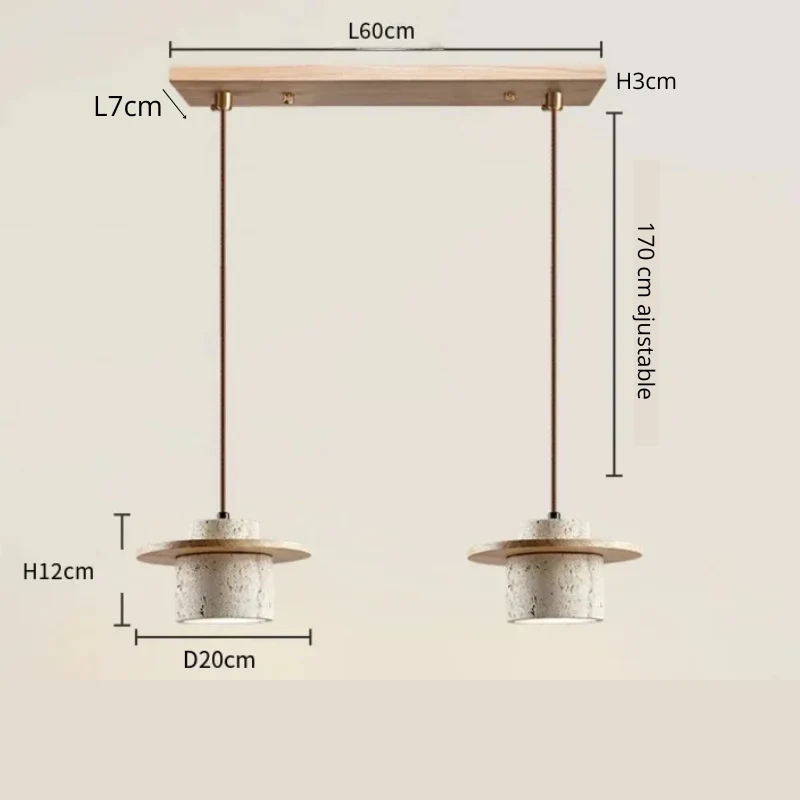 Suspension travertin et bois ~ ULYS