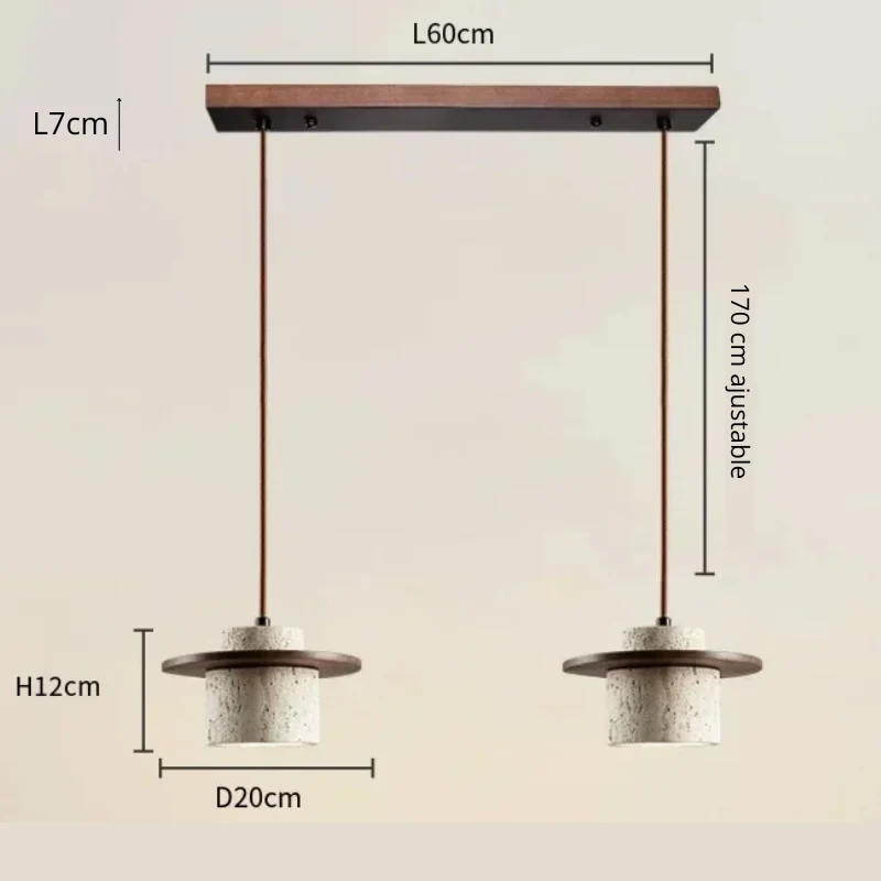 Suspension travertin et bois ~ ULYS