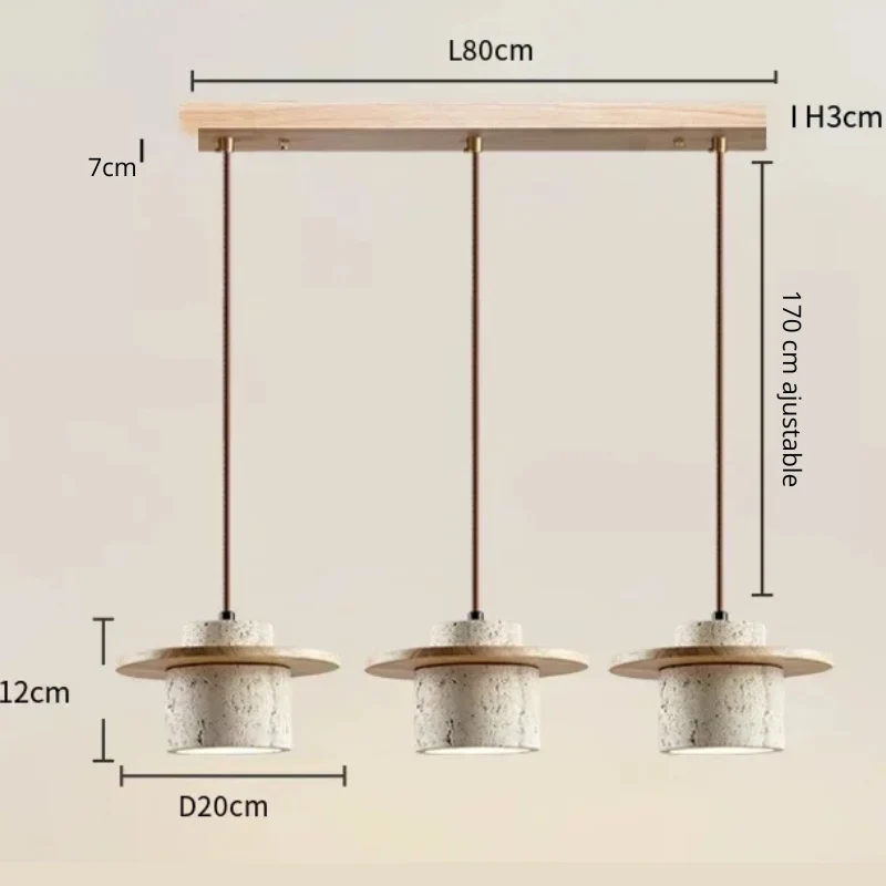Suspension travertin et bois ~ ULYS