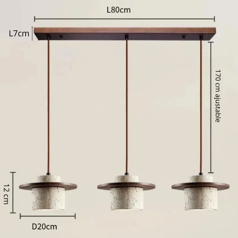 Suspension travertin et bois ~ ULYS