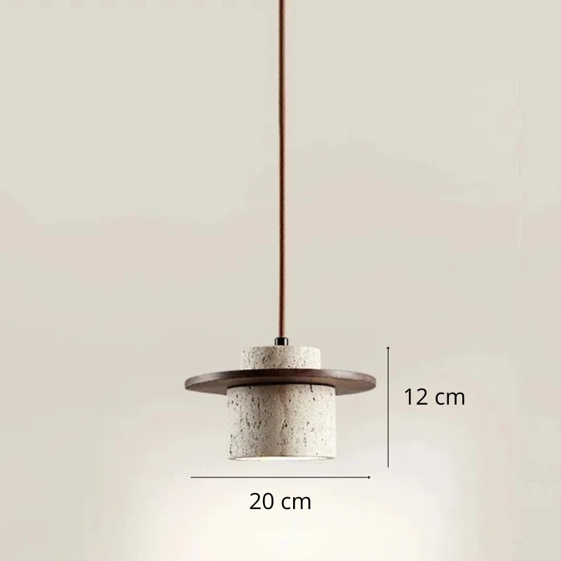 Suspension travertin et bois ~ ULYS