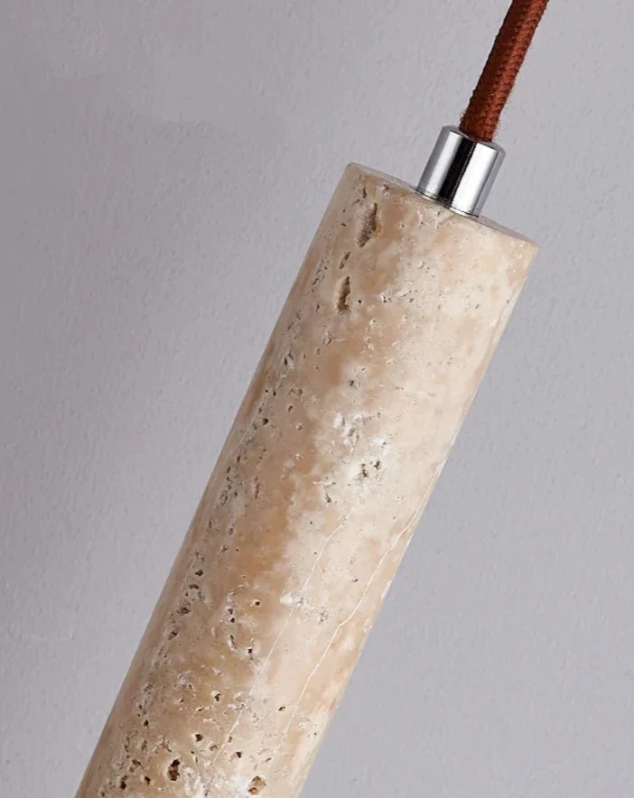 Suspension travertin et bois ~ AGATA