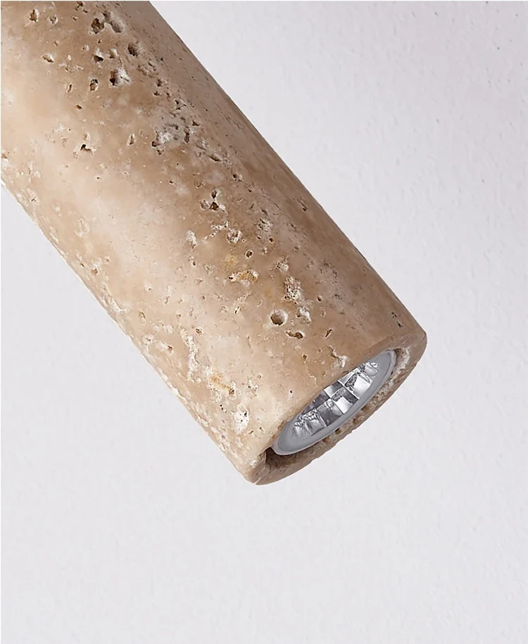 Suspension travertin et bois ~ AGATA