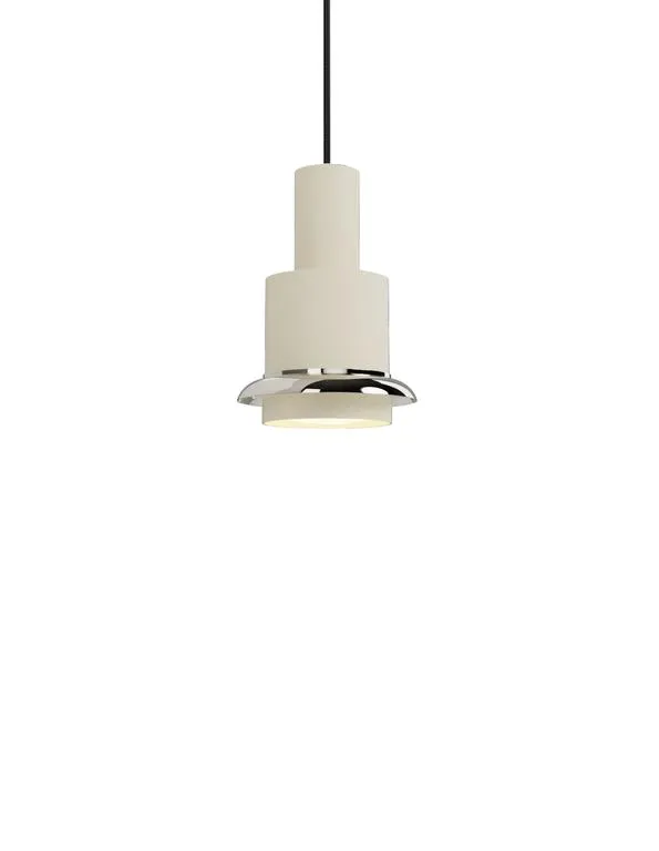 DCWéditions Chaumont Ø15 × H22 Pendel i Hvid/Nikkel - Elegant fransk design