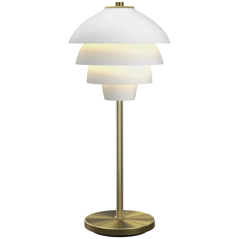 Valencia Ø18 - bordlampe - Mat hvid med messingdetaljer
