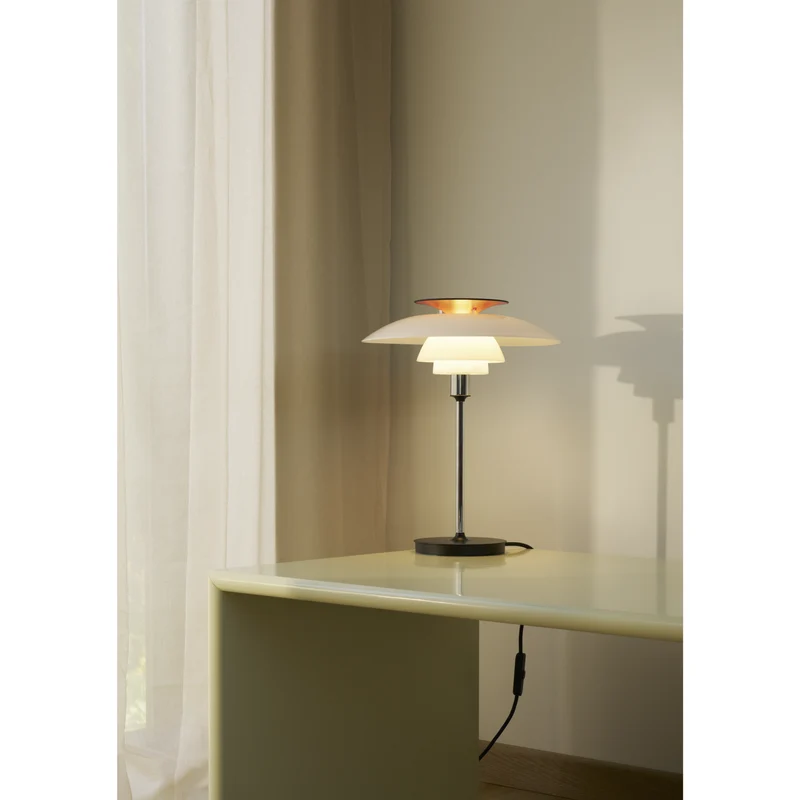 PH80 - BORDLAMPE - OPALHVID/HØJGLANS FORKROMET